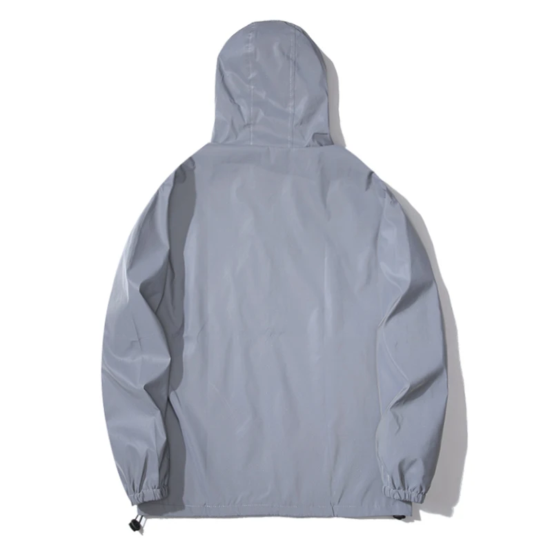 NEW SIZE Night Reflective Jackets Double Fabric Windbreaker Hooded Jacket Men Hip Hop Dancer Waterproof Zipper Coats Outwear - Image 4
