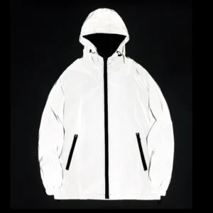 NEW SIZE Night Reflective Jackets Double Fabric Windbreaker Hooded Jacket Men Hip Hop Dancer Waterproof Zipper Coats Outwear