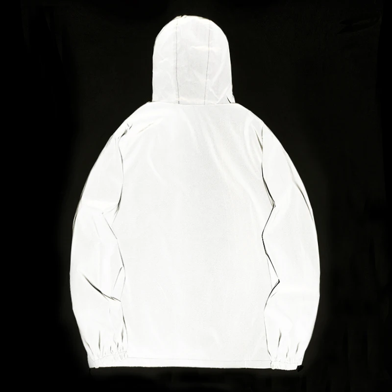 NEW SIZE Night Reflective Jackets Double Fabric Windbreaker Hooded Jacket Men Hip Hop Dancer Waterproof Zipper Coats Outwear - Image 2