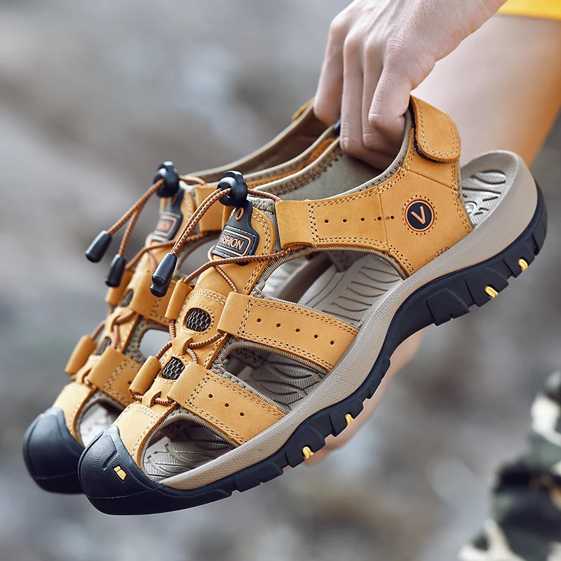 Summer Men Sandals Leather Mens Casual Shoes Breathable Outdoor Sandals for Men Beach Shoes Slippers Fashion Roman Shoes - Image 4