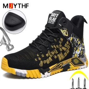 Alternative view of Clearance_High Top Safety Shoes For Men's Work Safety Boots Anti Impact And Anti Puncture Work Sports Shoes, Not Wasily Damaged
