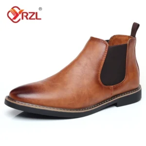 Alternative view of YRZL 39~47 Men Chelsea Boots Brand Retro Comfortable PU Leather Ankle Boots Men 2025 Fashion Black Brown Mens Boots