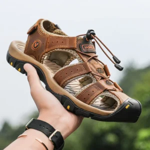Alternative view of Summer Men Sandals Leather Mens Casual Shoes Breathable Outdoor Sandals for Men Beach Shoes Slippers Fashion Roman Shoes