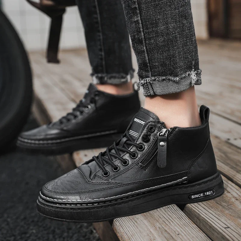 Men Boots Winter High Top Leather Shoes Fashion Cotton Shoes Fashion Ankle Boots Business Casual Outdoor Shoes Male Sneakers New - Image 6
